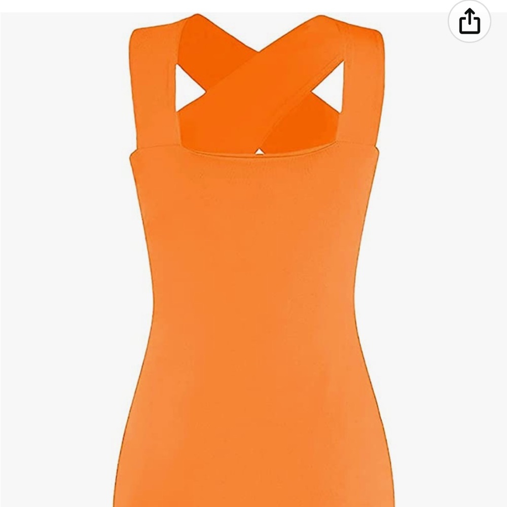 LYANER Cut Out Halter Wrap Bodycon Party Sleeveless Tank Mini Dress Orange - Picture 4 of 5